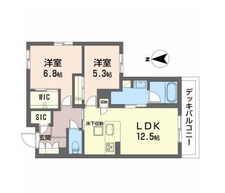 ラナ フェリーチェ桂(2LDK/1階)の間取り写真