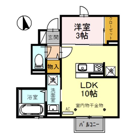 カーサ ルブニール(1LDK/1階)の間取り写真