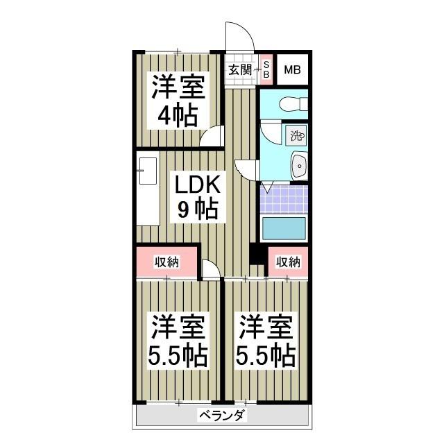 堀江ビル(3DK/2階)の間取り写真