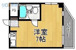 スチューデントルームバラード47(ワンルーム/3階)の間取り写真