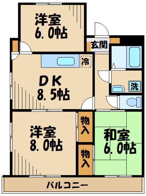 ファミールYK(3DK/6階)の間取り写真