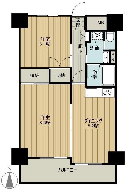 バリアントG(2DK/5階)の間取り写真