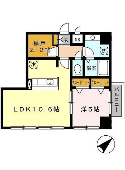 六本木レジデンス(1SLDK/3階)の間取り写真