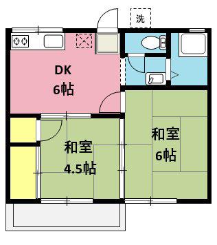 第一あかねコーポ(2DK/2階)の間取り写真