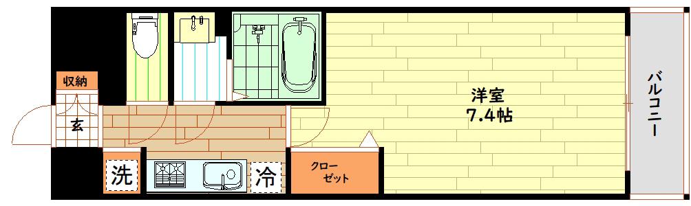 ファステート難波グランプリ(1K/5階)の間取り写真