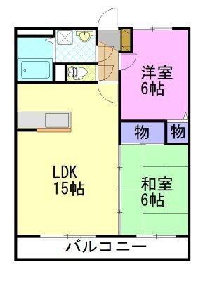 ヴィラセラヴィー岩曽(2LDK/3階)の間取り写真