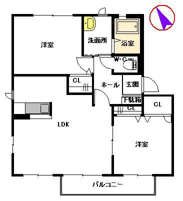 メゾンド・サンパティークA(2LDK/2階)の間取り写真
