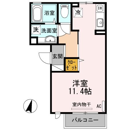 サンドルチェ(ワンルーム/2階)の間取り写真