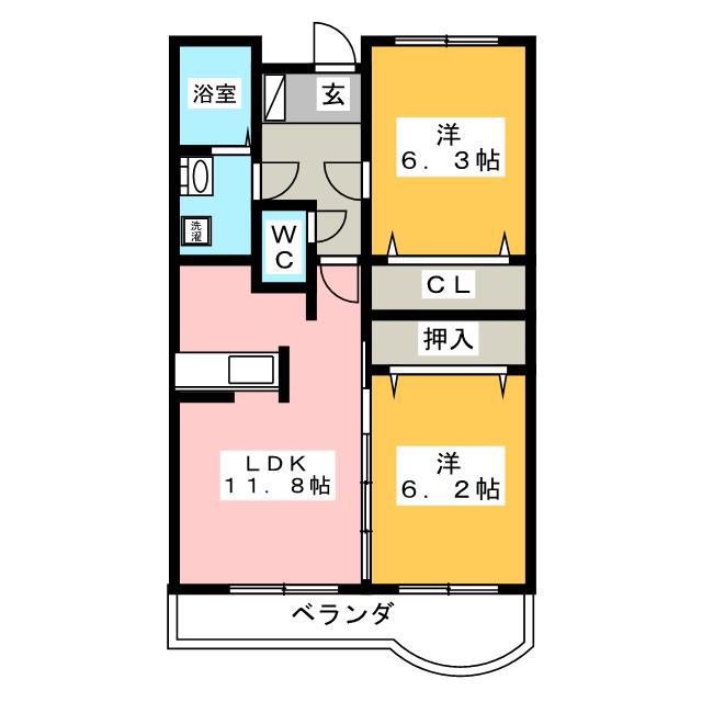 セレニータ C棟(2LDK/1階)の間取り写真