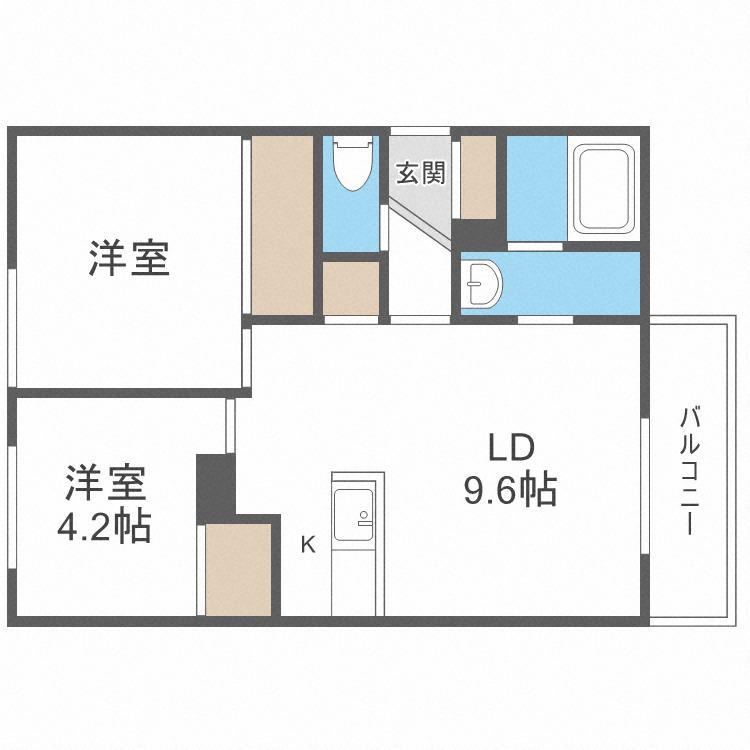 アシルル新川(2LDK/3階)の間取り写真
