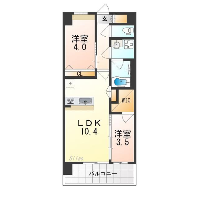 スプランディッドあびこ駅前(2LDK/13階)の間取り写真