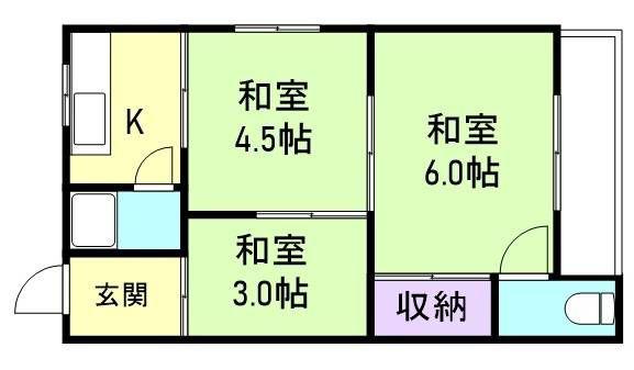 湊マンション(3K/1階)の間取り写真