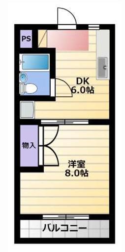 ミーテルーチェ坪井I(1DK/3階)の間取り写真