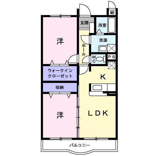 サンクレイン南柏(2LDK/1階)の間取り写真