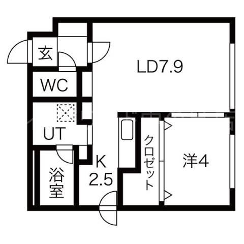 QUALIA東札幌(1LDK/4階)の間取り写真