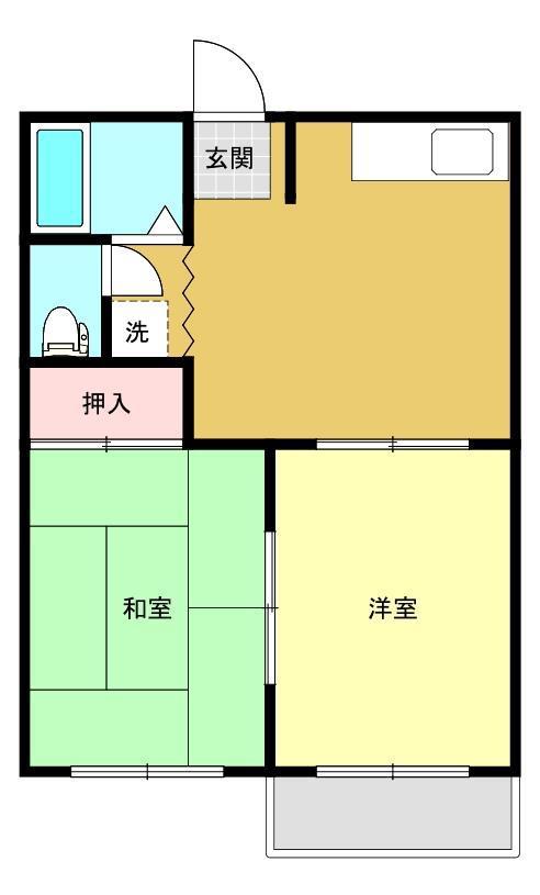 南湖ウイングA棟(2DK/2階)の間取り写真
