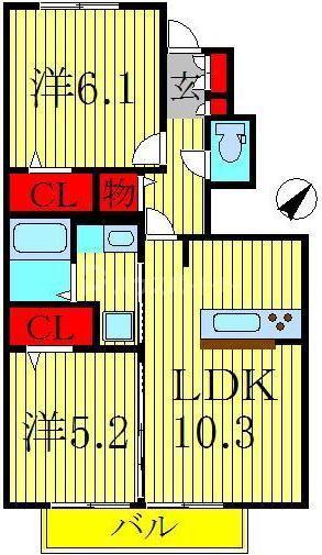 さくら (2LDK/1階)の間取り写真