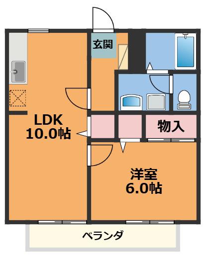 シャト-ベルC(1LDK/2階)の間取り写真