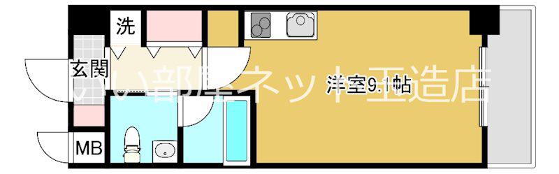 ISM谷町六丁目(ワンルーム/9階)の間取り写真