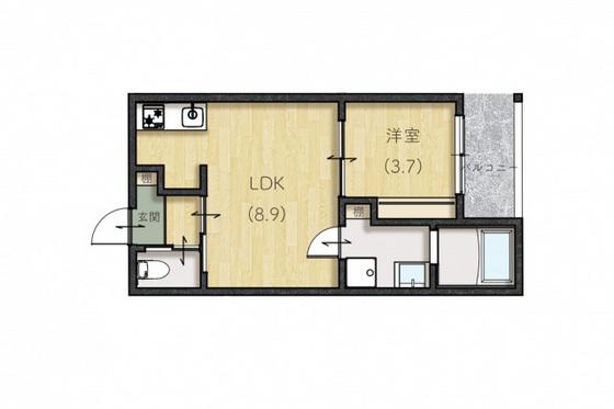 LE LIEN広町田(1LDK/3階)の間取り写真