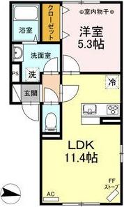ルミエールN39 II(1LDK/1階)の間取り写真