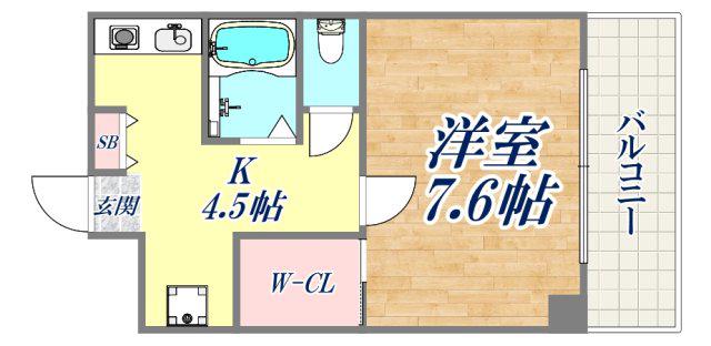 フルール名谷(1K/3階)の間取り写真