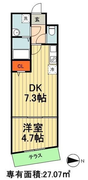 グランシャリオ(1DK/1階)の間取り写真