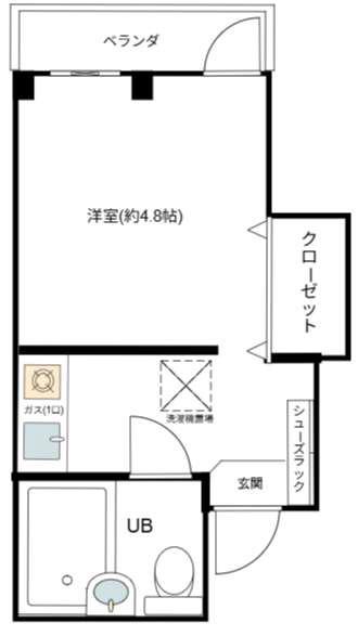 カーサ箕面(ワンルーム/4階)の間取り写真