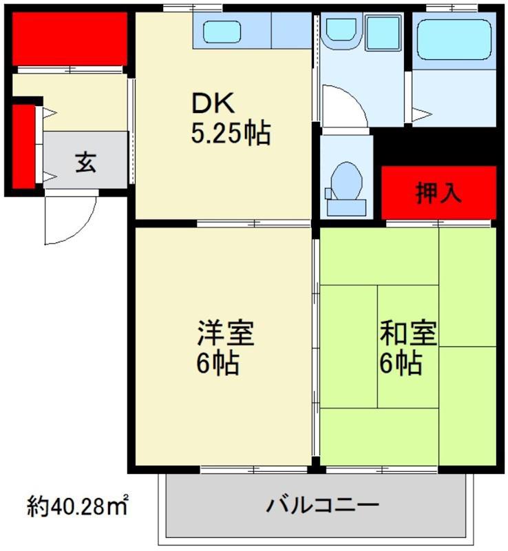 クロッカスIIB(2DK/1階)の間取り写真