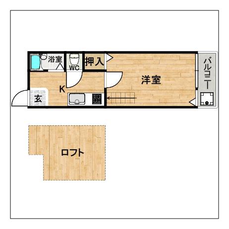 グランスク原(1K/1階)の間取り写真