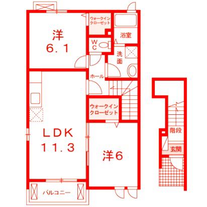 フラッツ・パディ(2LDK/2階)の間取り写真