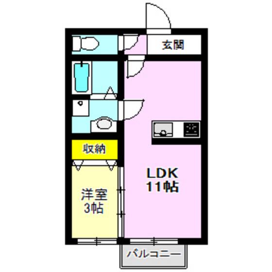 エリカB(1LDK/2階)の間取り写真