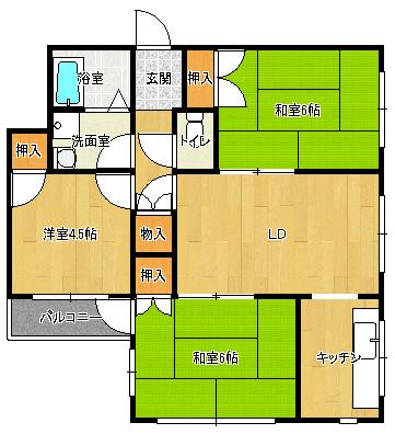 アーバンビュー丸山(3LDK/3階)の間取り写真