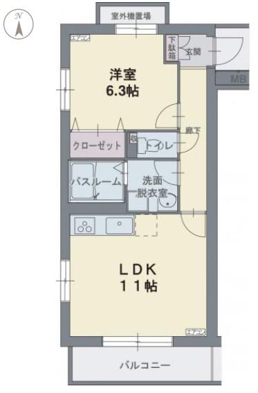 カームスガーデン・ジオ404(1LDK/4階)の間取り写真