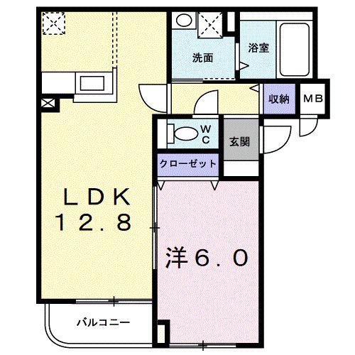 フランク・3-3(1LDK/4階)の間取り写真
