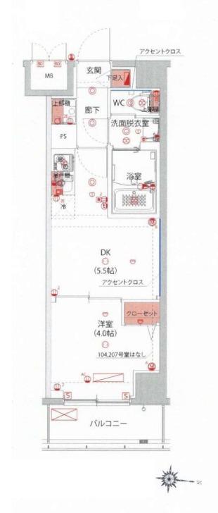 ハーモニーレジデンス東京大島ザ・ガーデン(1DK/7階)の間取り写真