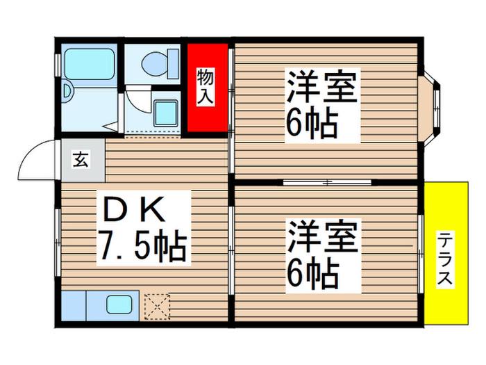 メゾンドエミネンス(2DK/1階)の間取り写真