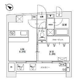 MAJESTIC千葉みなと(1LDK/8階)の間取り写真