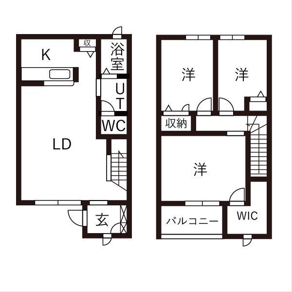 モンテローザB(3LDK/1階)の間取り写真