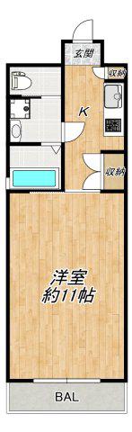 CITY SPIRE心斎橋イースト(1K/2階)の間取り写真