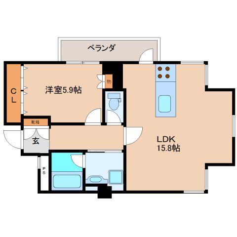 ラカーサ五位堂(1LDK/2階)の間取り写真