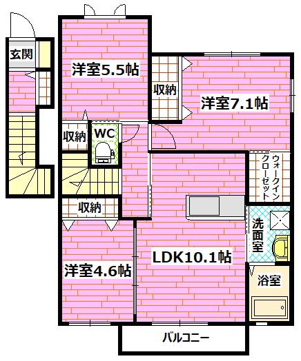 FEERIGUEA棟(3LDK/2階)の間取り写真