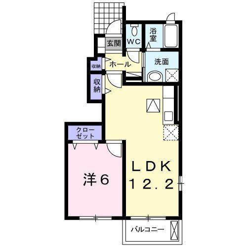 メゾンドフラン イシカラB(1LDK/1階)の間取り写真
