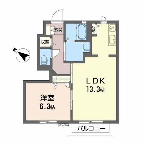 フォレストパーク(1LDK/1階)の間取り写真