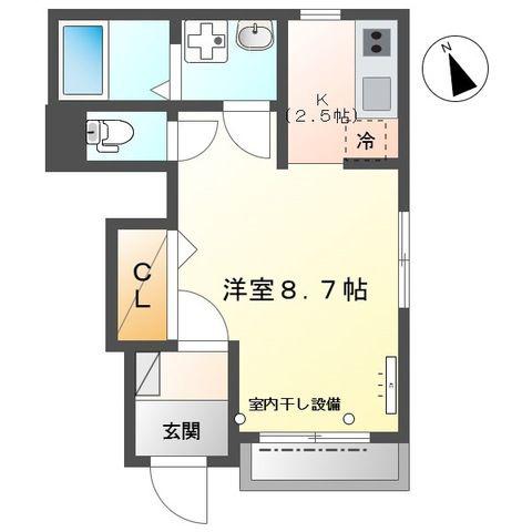 ラフォンテ(ワンルーム/1階)の間取り写真