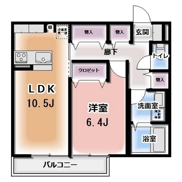 KOMOREBI GARDEN中田本町A(1LDK/3階)の間取り写真