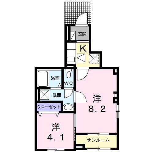 ルシエル ブルー(1SK/1階)の間取り写真