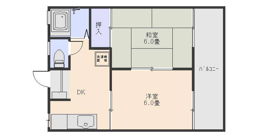 ブライトン南大塚A(2DK/2階)の間取り写真