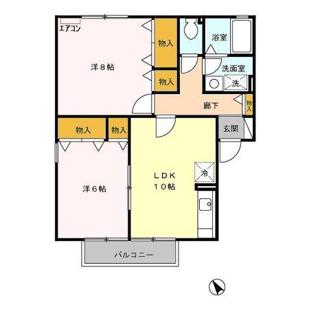 メルディアンA/B(2LDK/2階)の間取り写真