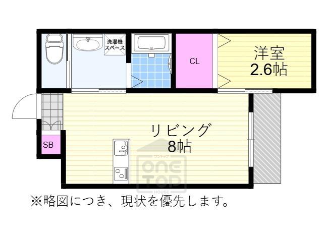 リアコート関大前Ⅱ(1LDK/3階)の間取り写真